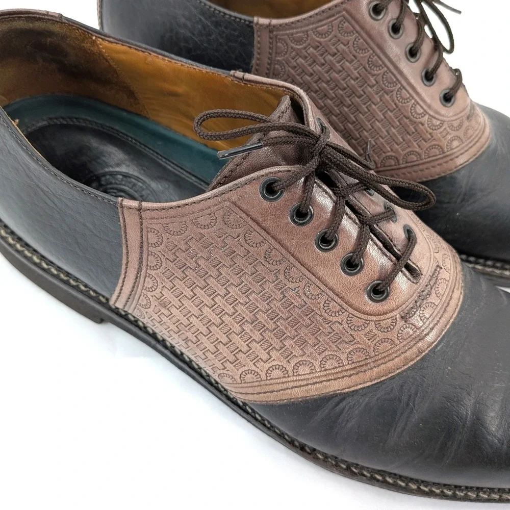 H.S. Trask Leather Saddle Shoes Black Brown Lace Up Oxfords‎ Size 11